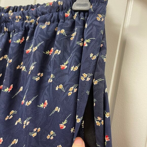 Vintage Floral Textured Cropped Trouser Pants Navy - Picture 5 of 10